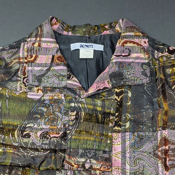 Acorn Blazer Women's XS Brown Open Front and Pink Fall Thanksgiving Natural - Picture 6 of 10